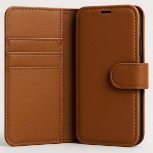 4 Solid Color Leather Wallet Case with Card Slots and Magnetic Closure